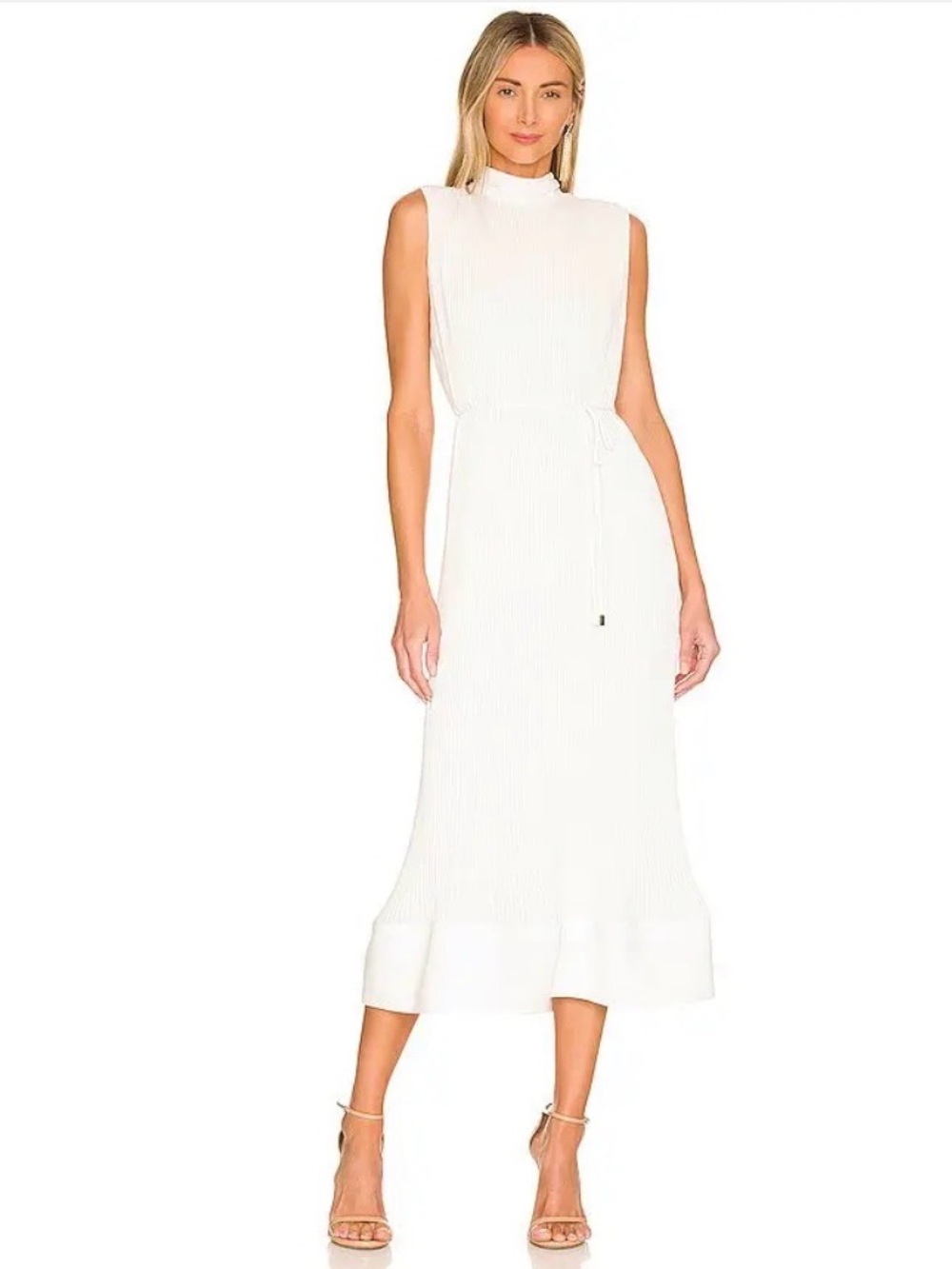 Milly Melina Solid Pleat White Dress New